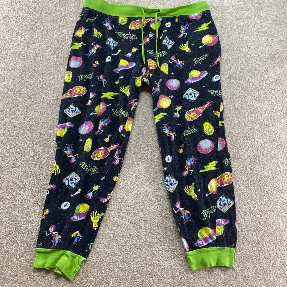 Rick and Morty Pajama Pants Mens‎ XL Adult Swim Space All Over Print Joggers